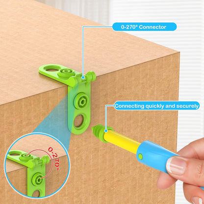 HIKISS 168 Piece Cardboard Tools for Kids with Cutter, Cardboard Construction Kit for Family & Team Activities, Creative STEM Educational Toys Gift for Boys and Girls Aged 5+