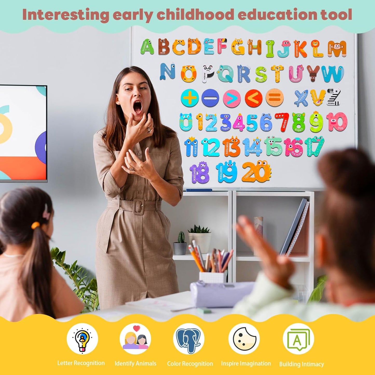 Thboxes 26 A-Z Objects Fridge Magnets for Toddlers,Large Size Colorful Refrigerator Magnets Magnetic Toys Cute Kids Learning Toys Preschool Educational Gifts for Kids Toddlers 3-5