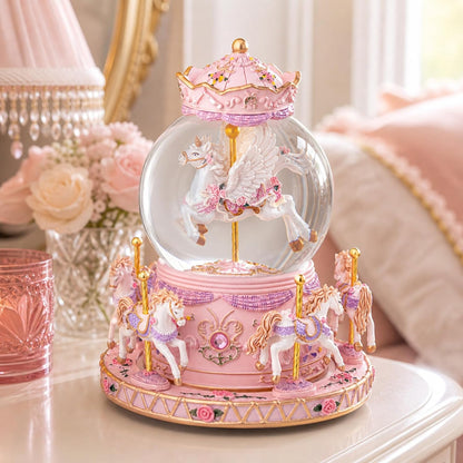 Magical Unicorn Snow Globe with “Somewhere Over the Rainbow” Music, Rotating Carousel Music Box, LED Lights & Glitter Snow, Perfect Birthday, Xmas, Valentine’s Gift, for Girls, Kids & Unicorn Lovers