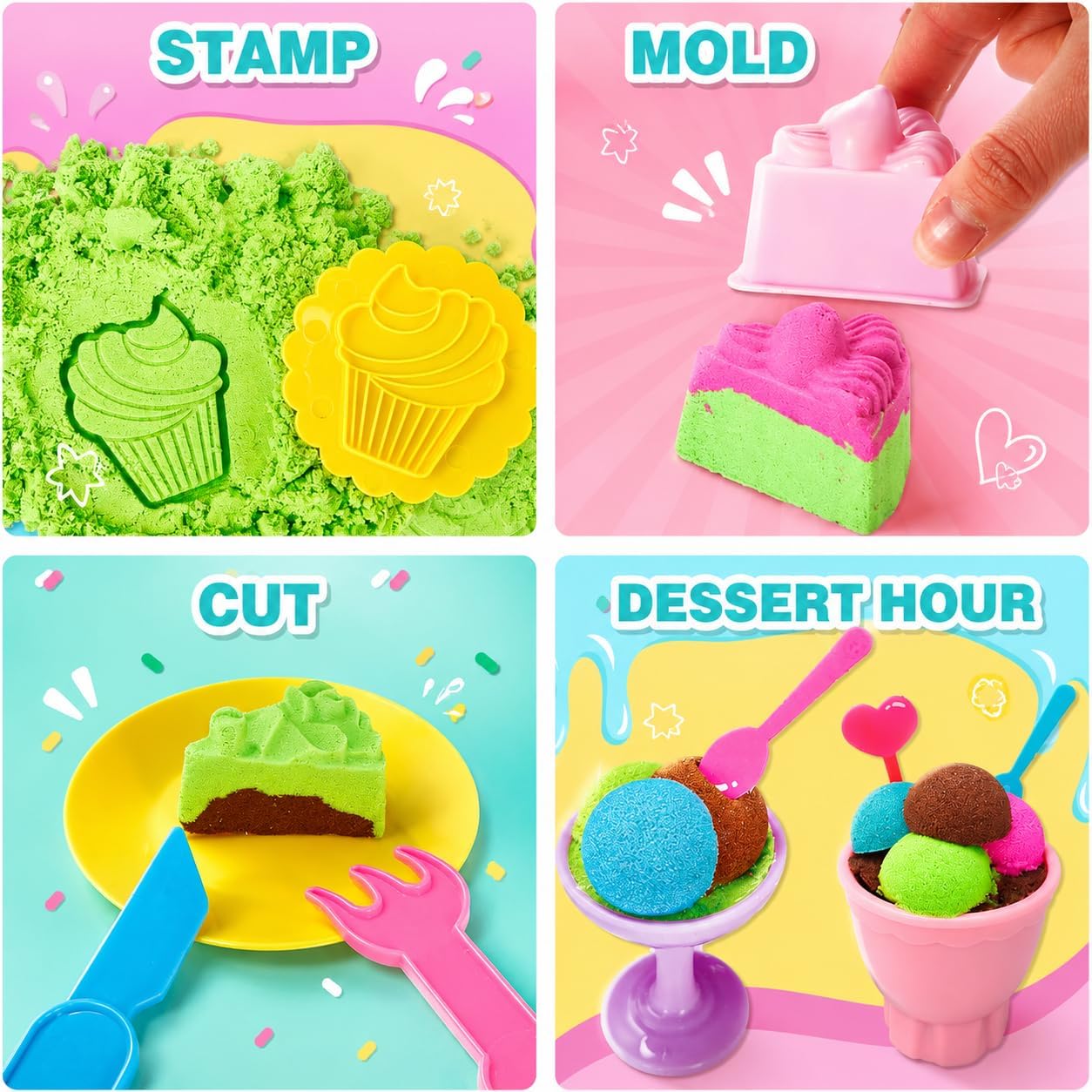 Carolart Pet Sensory bin,Dog and Cat Sandbox for Kids,Kids Play Sand Kit,Pet Play Set with Sensory Sand,Pet Care Play Set,Role Pretend Play Beach Toy Birthday Gift for Girls Boys 3 4 5 6 Years Old