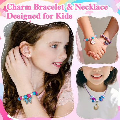 24 Pack Jewelry Making Party Favors, Charm Bracelet Necklace Kit, Girls Goodie Bag Stuffers, Kids Art Craft Activities, Birthday Gift, Ages 4-8 Years Old