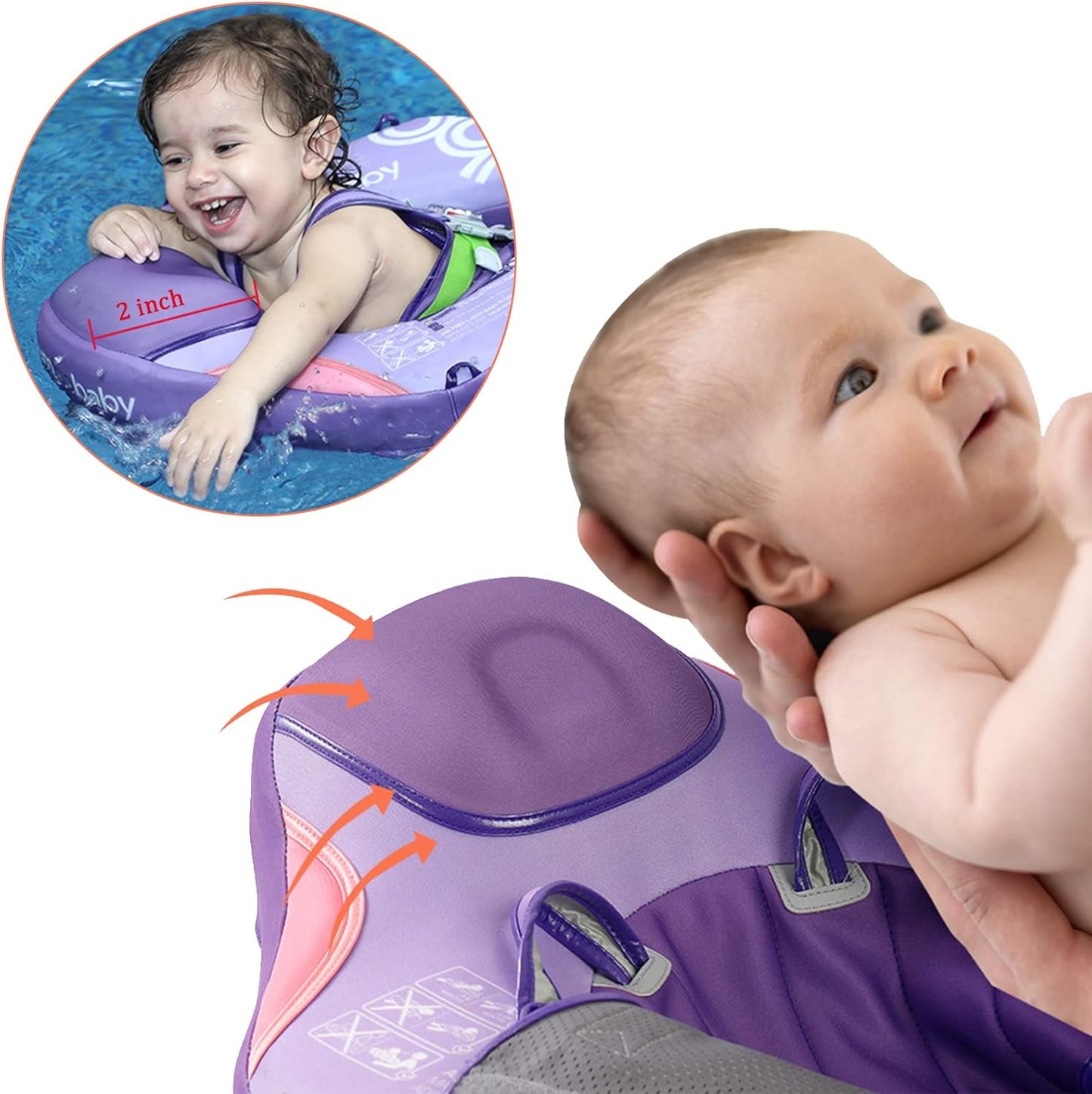 Baby Pool Float with UPF50+ 3D Adjustable Canopy, Add Tail Mambobaby Float Non Inflatable Infant Floats for Pool, Cartoon Narwhal Baby Floats (NPink with Canopy-U05NPCTLUROHML01U05)
