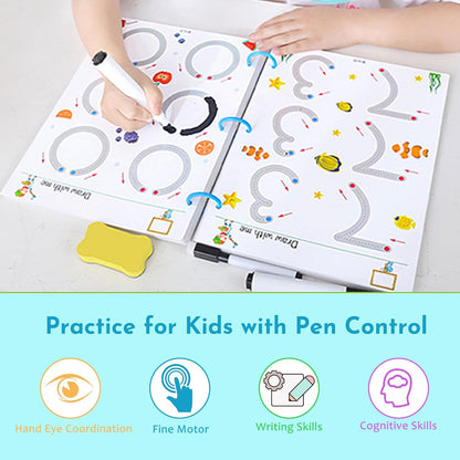 Scribble Smart Workbook, Handwriting Practice Workbook, Reusable Preschool Workbook and Tracing Book, Little Curious Mind Magic Scribble Smart Workbooks for Kid Ages 3-5 (4pcs Set)