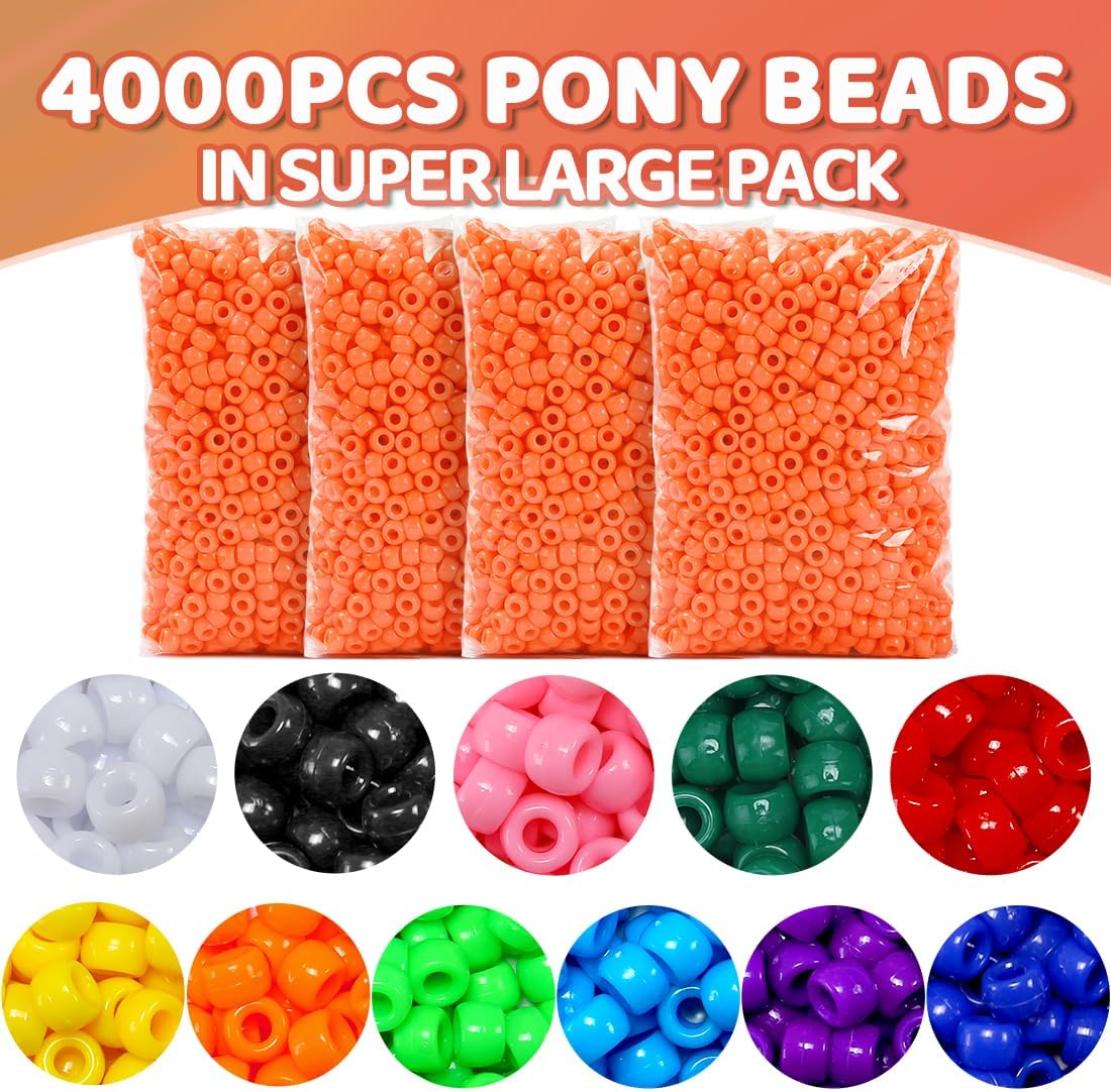 Praisebank 4000pcs Dark Green Pony Beads for Jewelry Making, Crafts, Hair Braids