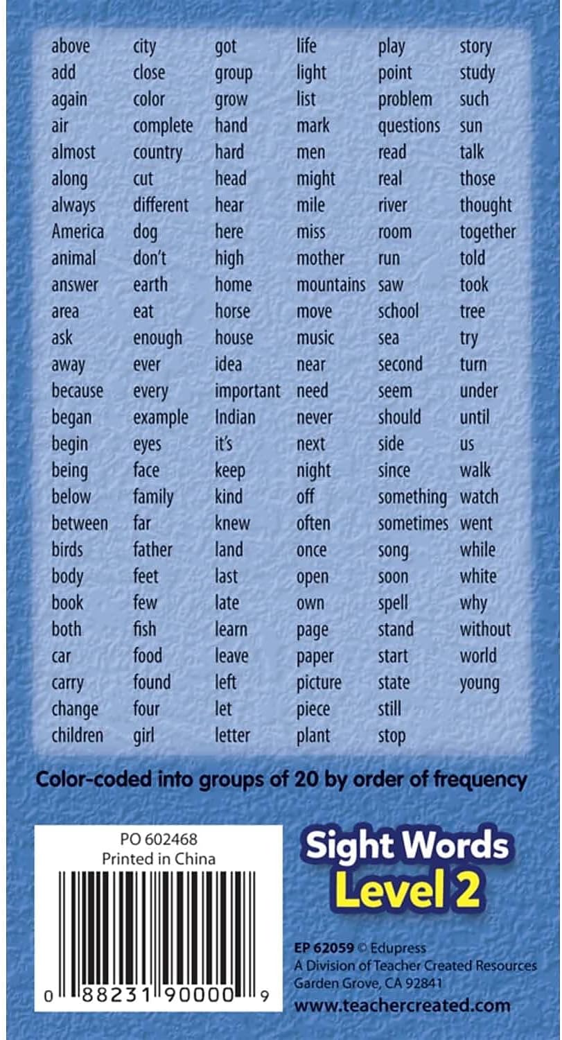 Teacher Created Resources Sight Words Flash Cards - Level 2 (TCR62059)