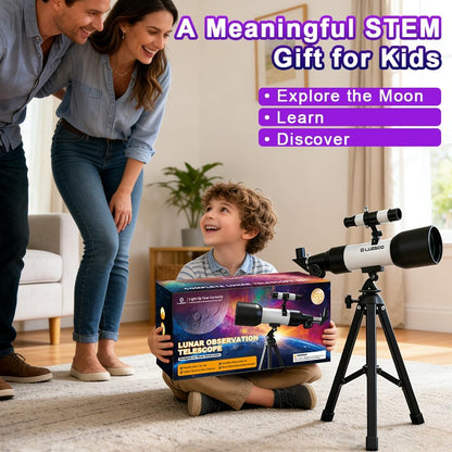 Telescope for Kids 60mm 90x Magnification with Sturdy Tripod, 2 Eyepieces & Finder Scope, 360mm Tube, STEM Astronomy Educational Gift for Boys & Girls 6-12