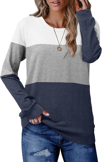 CRAZY GRID Womens Trendy Long Sleeve Shirts Casual Loose Soft Sweatshirt Fall Tops