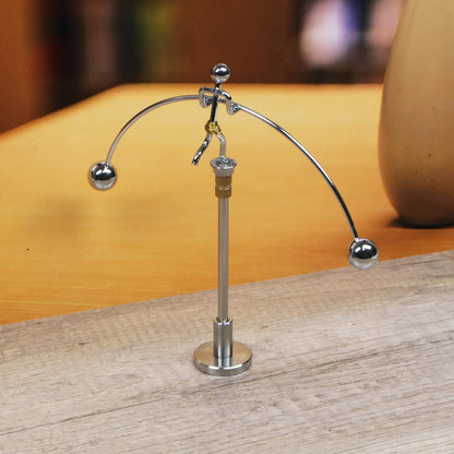 Sunnytech Steel Balance Physics Toy Weightlifter Kinetic Art Balance Toy Balancing Decompressive Science Home Office Toy for Desk Decor WJ020