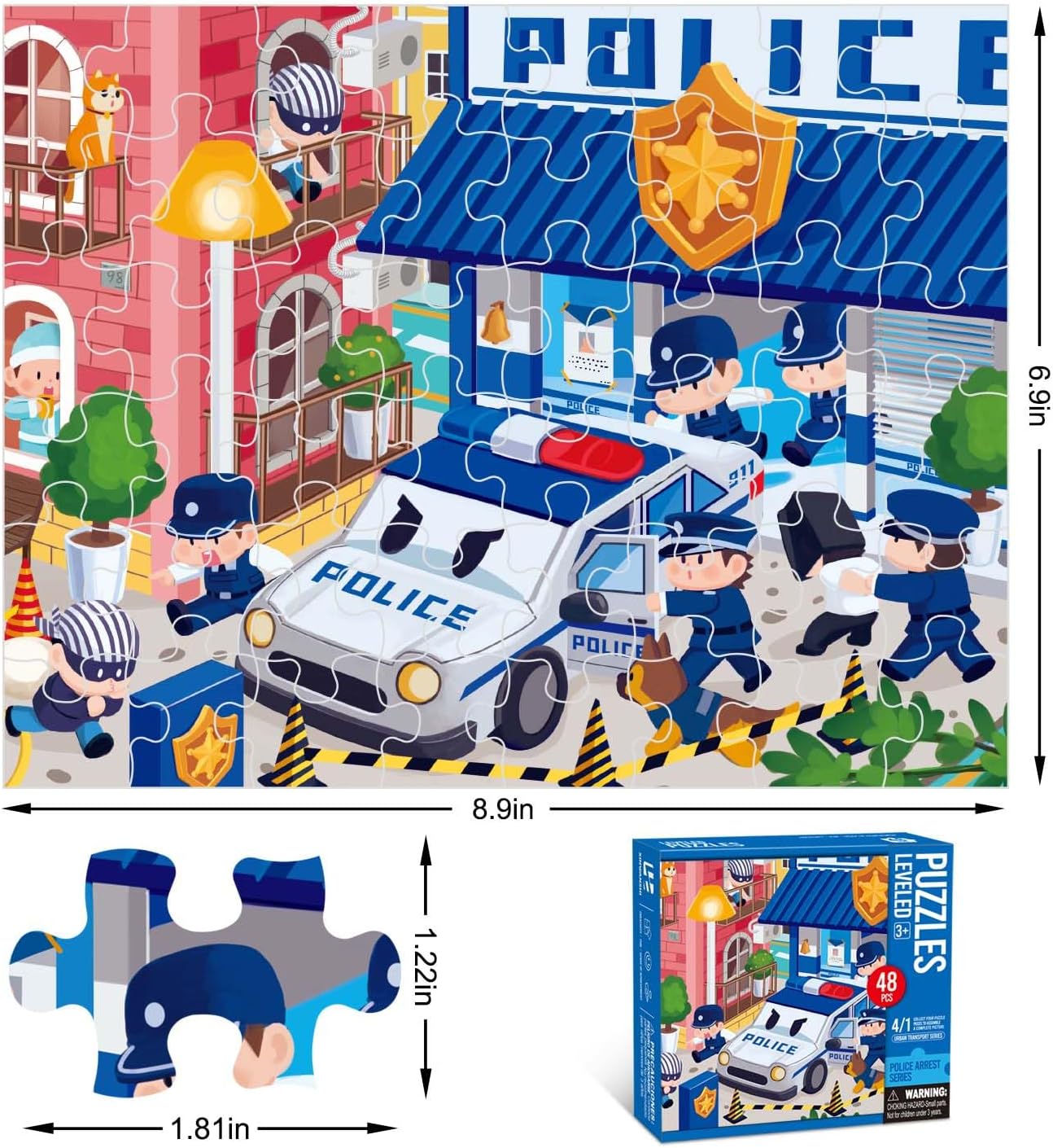 Puzzles for Kids Ages 3-8 Year Old,35pcs Jigsaw Puzzles for Toddlers & Children Ages 4-6，Educational Floor Puzzles with Storage Box for Gifts（Fire Engine）