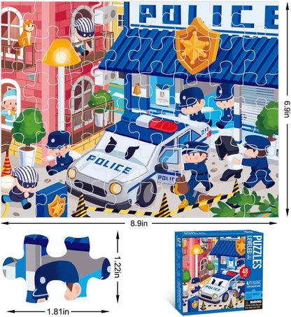 Puzzles for Kids Ages 3-8 Year Old,35pcs Jigsaw Puzzles for Toddlers & Children Ages 4-6，Educational Floor Puzzles with Storage Box for Gifts（Fire Engine）