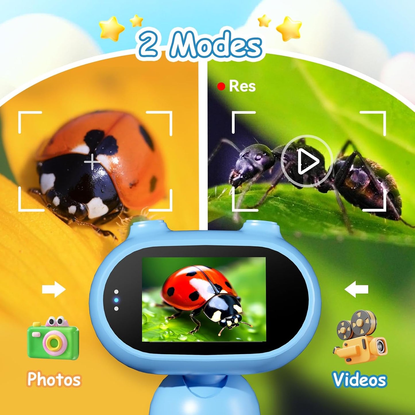 Kids Microscope 1000X Portable Microscope for Kids, Slides Digital with 2" Screen, Mini Handheld Magnifier, Pocket Coin Magnifying Glass with Light, HD 16MP Camera and 1080P Video