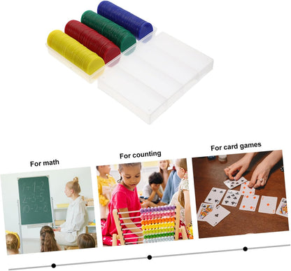 WOONEKY 320pcs Blank Poker Chips for Games Counting Discs and Bingo Tokens Plastic Counting Chips for Math Learning Sorting and Card Games for Boys and Girls and Adults