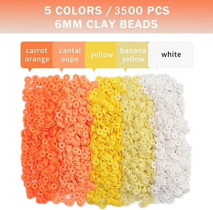 3500pcs Pink Clay Beads for Bracelets Making Kit, 6mm Heishi Polymer Flat Round Disc Clay Beads for Jewelry Making Pink