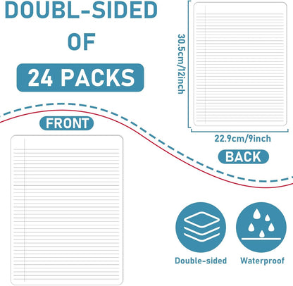 24Pcs Place Value Chart Dry Erase Flash Cards Double Sided Addition Subtraction Cardboard Math Whiteboard Math Manipulatives Teacher Portable Tool 12" x 9"