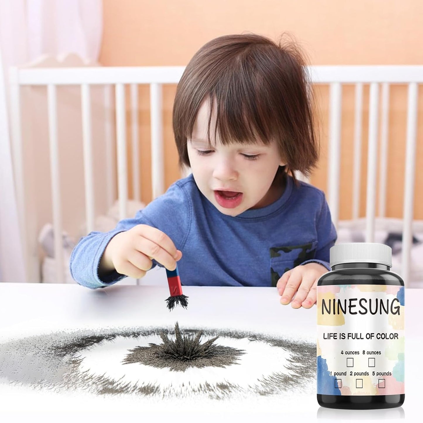 Magnetic Sand, Iron Filings, Iron Powder Filings, Iron Oxide Powder Shavings for Science (4 Ounces)