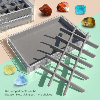 Rock Display Case, Rock Collection Box for Kids & Adults | Crystal Display Shelf, Organizer & Case for Gemstone, Fossil, Mineral | Rock Collection Display Case for All Collectibles