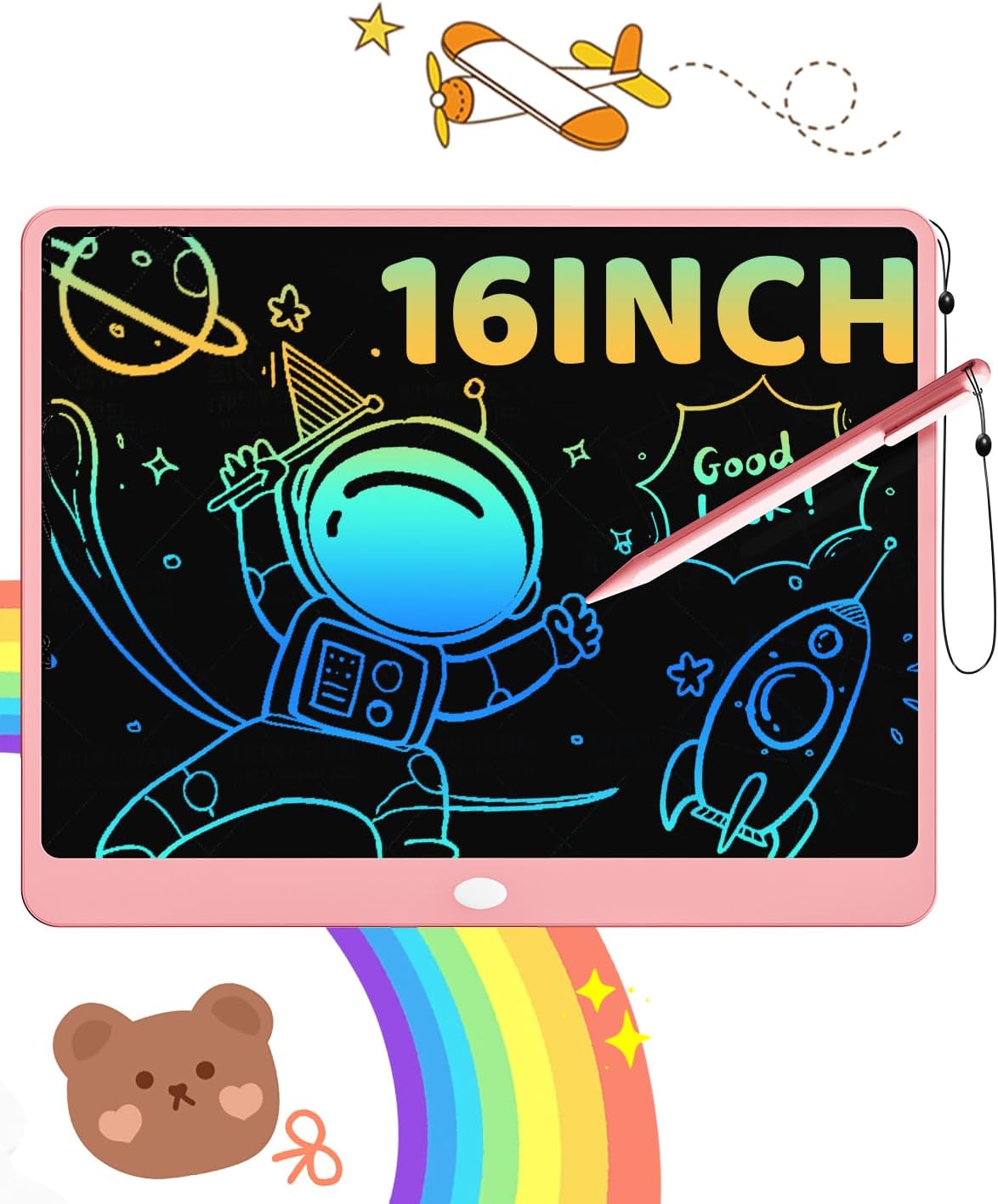 ORSEN LCD Writing Tablet 10 Inch, Colorful Doodle Board Drawing Pad for Kids, Toddler Toys for 3 4 5 6 7 8 Year Old Girls Boys Gifts (Pink)