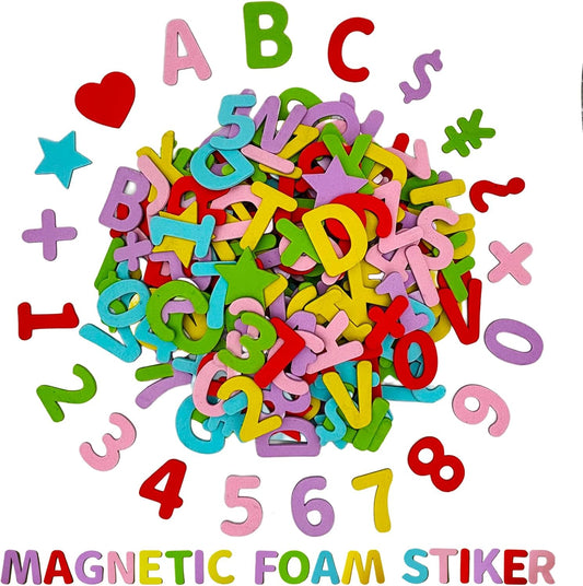 130PCS EVA Letter Magnets Refrigerator Stickers 6 Colors A-Z Alphabet and 0-9 Numbers Fridge Magnets for Car Garage Metal Door Office Whiteboard, Magnets for Toddlers Kids, Perfect Preschool Learning
