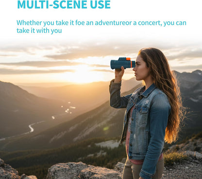 2026 New ED+LAK 12X33 Handheld Monocular Telescope Waterproof with Phone Adapter,PXA&FMC&BAK4 Lens,Ultra Clear High Power Pocket Small Compact Monocular for Kids&Adults Travel Birdwatching Hiking