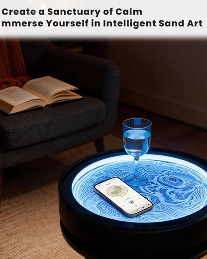 Lemofuta 20″ Automatic Zen Drift Sandscape Art Table with Black Display Stand