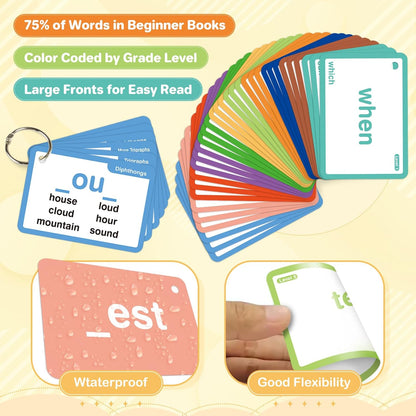 712 Sight Words/Phonics Flash Cards, Dolch & Fry High Frequency Site Words, Learn to Read CVC Blends, Short/Long Vowel Sounds, Flash Cards Games for PreK Kindergarten 1st 2nd 3rd Grade, Kids 4-10