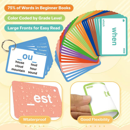 SpringFlower 712 Sight Words Flash Card,600 Dolch & Fry High Frequency Sight Word,112 Phonic Flash Cards for Kindergarten Homeschool Supplies Games for Kids Pre-K, Kindergarten, 1st, 2nd, 3rd Grade