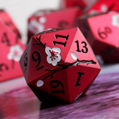 DnDnD Heavy Polyhedral Metal Dice Set with Metal Box, 7-die Shiny Blue Surface with Golden Number for RPG,Dungeons and Dragons,Pathfinder,Shadowrun,D&D,Role Palying Game and Math Teaching - Colors A