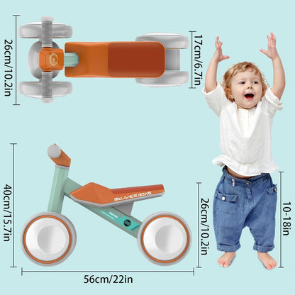 ESPRAY Colorful Lighting Baby Balance Bike Toys for 1 Year Old Girls Gifts, Toddler First Bike 12-24 Months with Adjustable Soft Seat, 4 Silent Wheels Ride on Toy, Perfect First Birthday Gift
