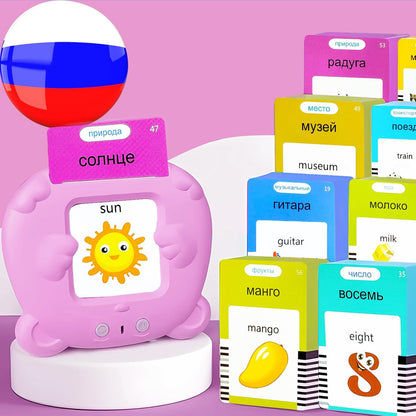 Bilingual English Flash Cards - Korean Talking Flash Cards, 510 Sight Words 31 Themes, Pocket Speech for Toddlers 3-12, Autism Sensory Toys, Preschool Learning Activity (Korean, Pink)