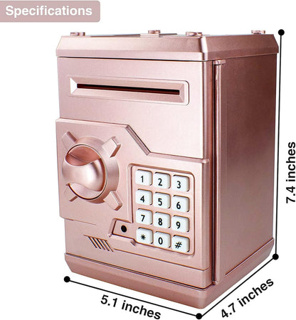 Piggy Bank Electronic Mini ATM for Kids Baby Toy, Safe Coin Banks Money Saving Box Password Code Lock for Children,Boys Girls Best Gift (Silver)