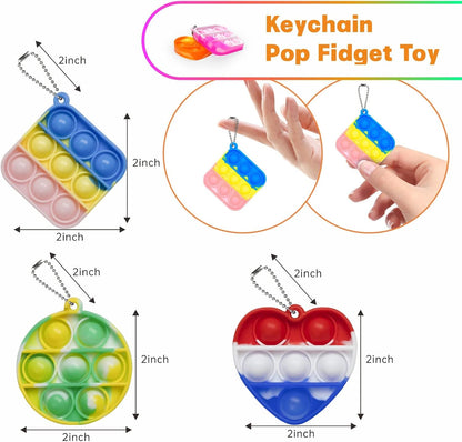Pop Fidget Toys Bulk Its 24 Pack Party Favors for Kids Mini Pop Keychain It Fidget Toy Small Fidgets for Classroom Prizes End of Year Student Gifts from Teacher Carnival Birthday Goodie Bag Stuffers