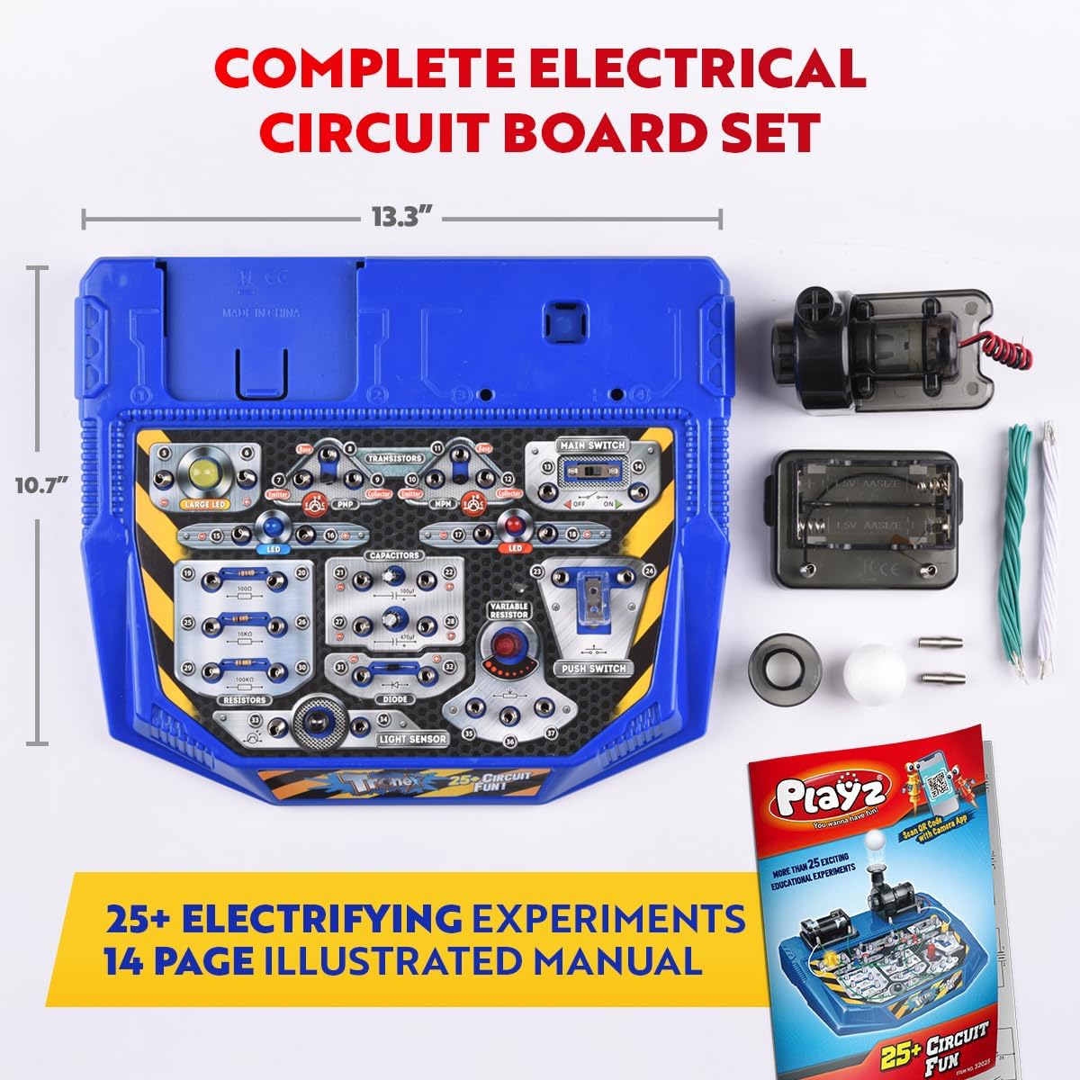 Playz Advanced Electrical Circuit Board Engineering Kit for Kids with 328+ STEM Projects on Electricity, Voltage, Currents, Resistance, & Magnetic Science | Gift for Children Age 8-13+