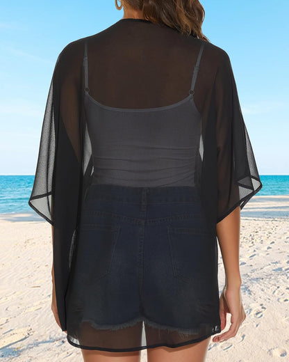 Womens Kimono Cardigans Beach Cover ups Swimwear Puff Sleeve Loose Casual Summer Tops 2026