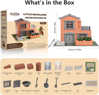 Mini House Building Kit for Kids Age 8+ - Block Building Toys with Real Mini Bricks, STEM Creative Gifts for Boys Girls- DIY Tiny House Construction Set