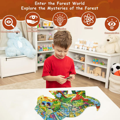 Dinosaur Puzzles for Kids Ages 6-8 Years Old 295 Piece Jigsaw Puzzles Unique Animal Shape Floor Puzzle Ages 8-10 Learning Educational Toys Birthday Gift for Boys Girls Ages 10-12
