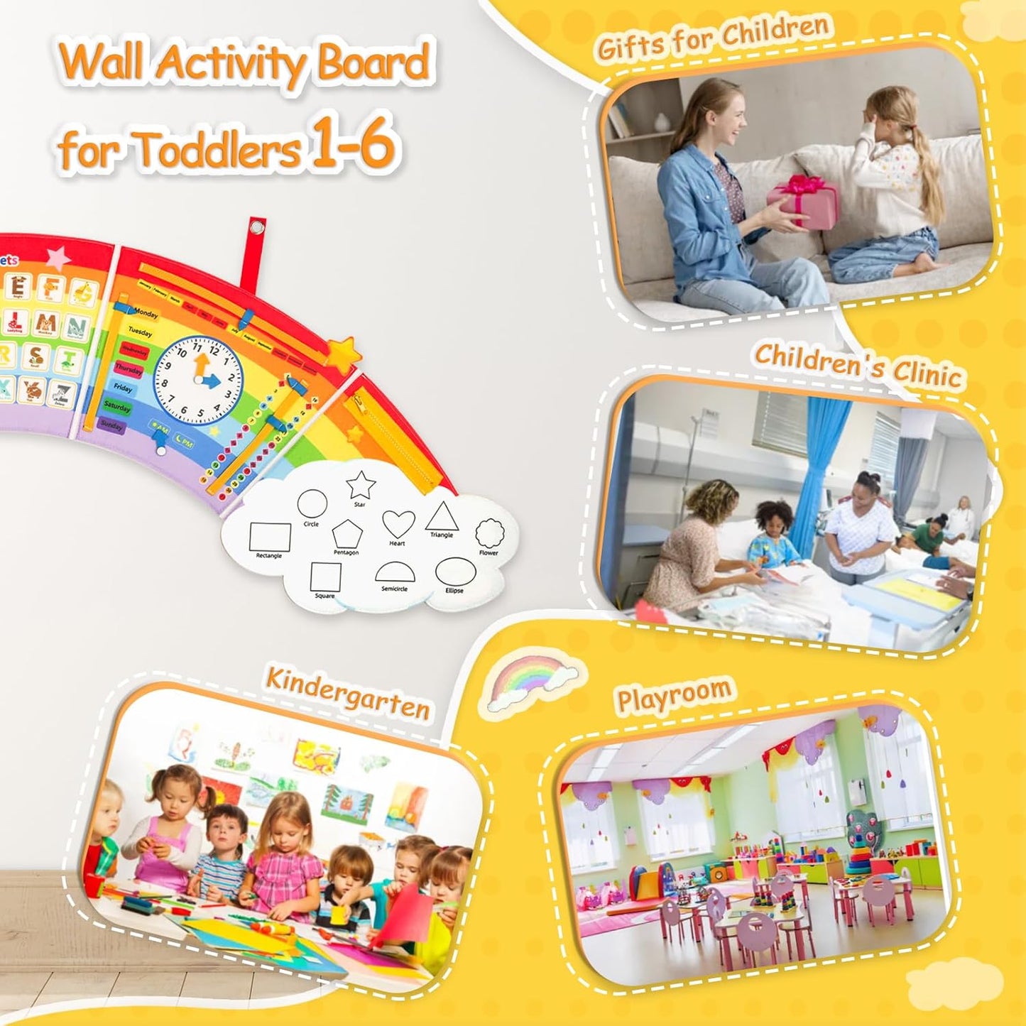 Montessori Sensory Wall Busy Board - Sensory Wall Panel for Kids, Toddler Felt Activity Book Board Toys for 3-6, Activity Cube, Daycare Educational Learning Toys