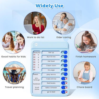 Magnetic Chore Chart for Kids, ADHD Tools for Kids to Do List Checklist Task Board Routine Chart Visual Schedule for Fridge with 10 Sliders and Magnetic Marker - White