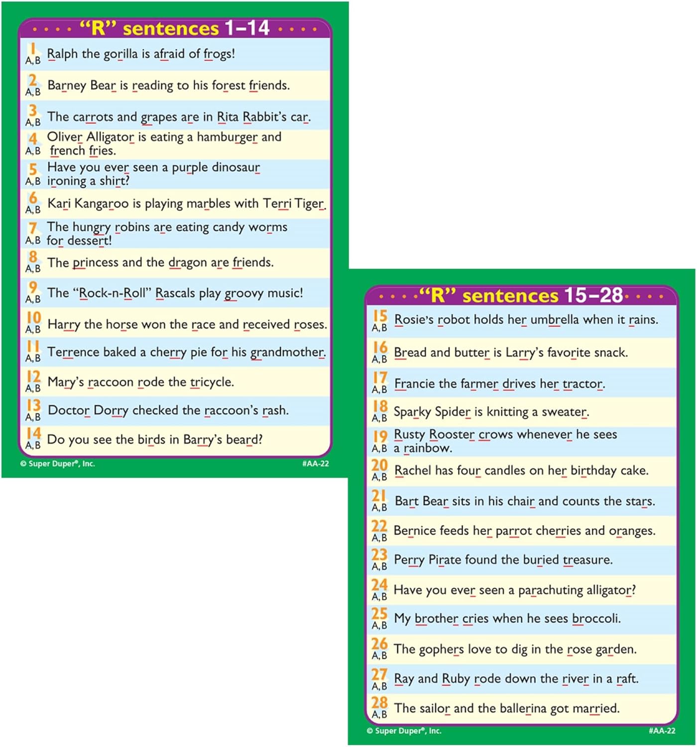 Super Duper Publications | Say and Do® Action Articulation R Sounds Fun Deck | Vocabulary and Language Development Flash Cards | Educational Learning Materials for Children