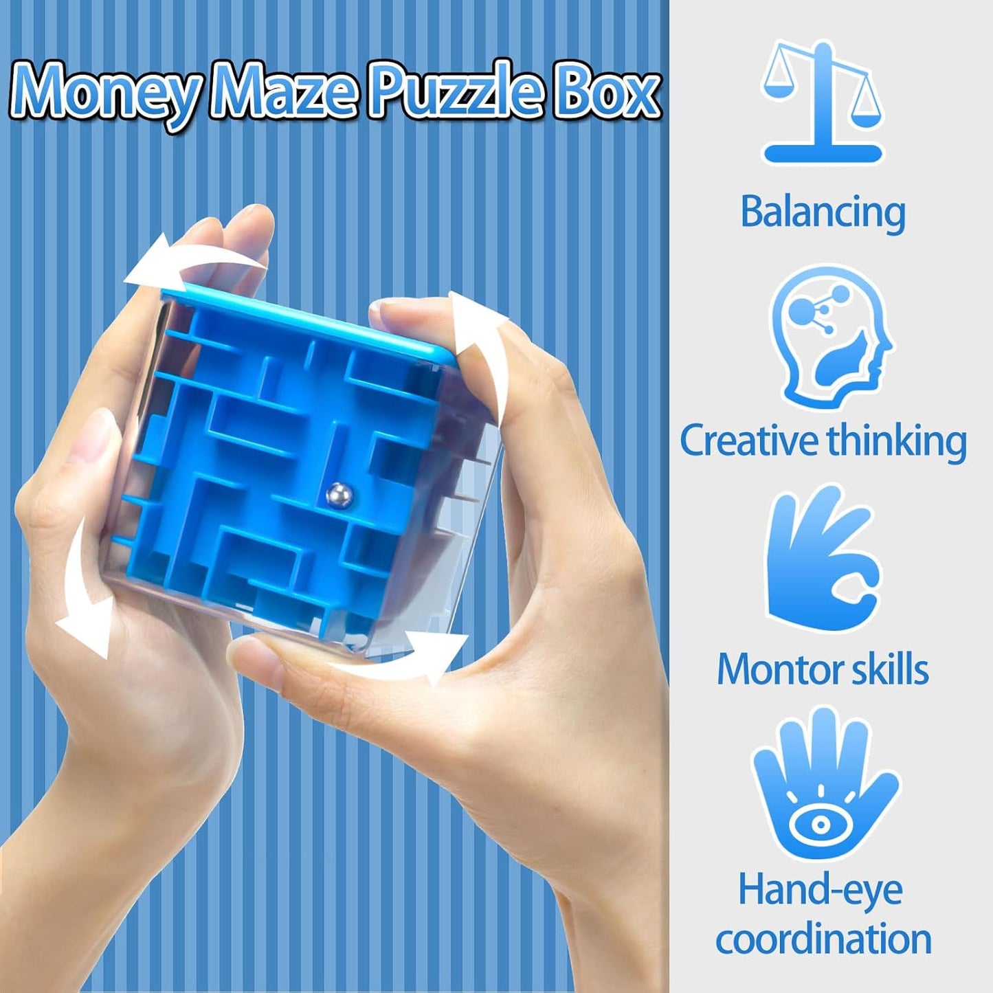 2 Pack Money Puzzle Gift Box, 3D Maze Puzzle Boxs Games Toy Gravity Memory Cube Ball Puzzle Educational Toys Gifts for Kids Boys Girls Students Teens Adults,Green and Blue