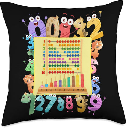 Dinosaur Numbers Idea For Kids & Teachers Maths Abacus Throw Pillow