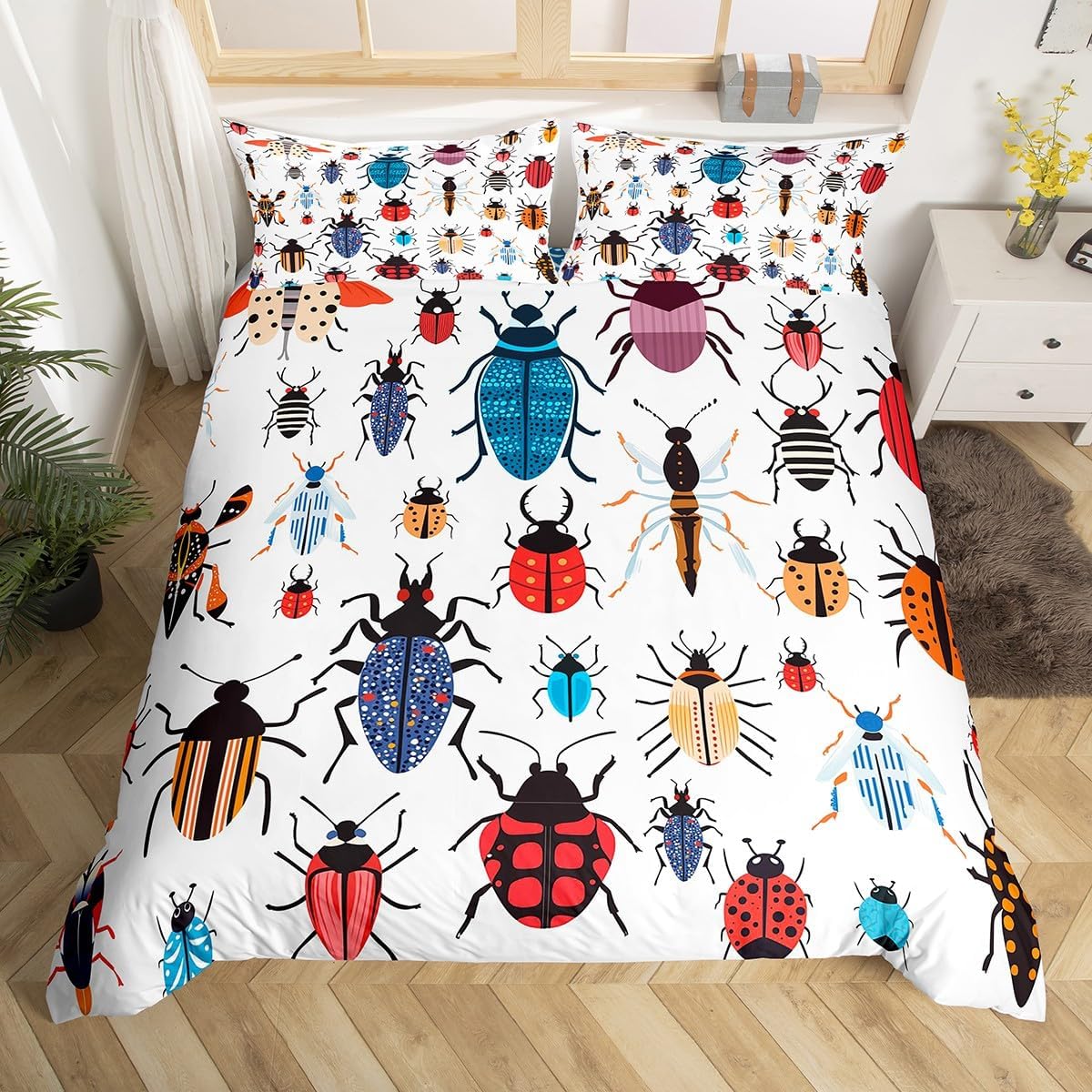 Drum Kit Duvet Cover,Kids Musical Instruments Bedding Set,Rock Music Comforter Cover for Boys Girls Room Decor,Neon Lighting Lightweight Bedspread Cover Twin Size with 1 Pillow Case(No Comforter)