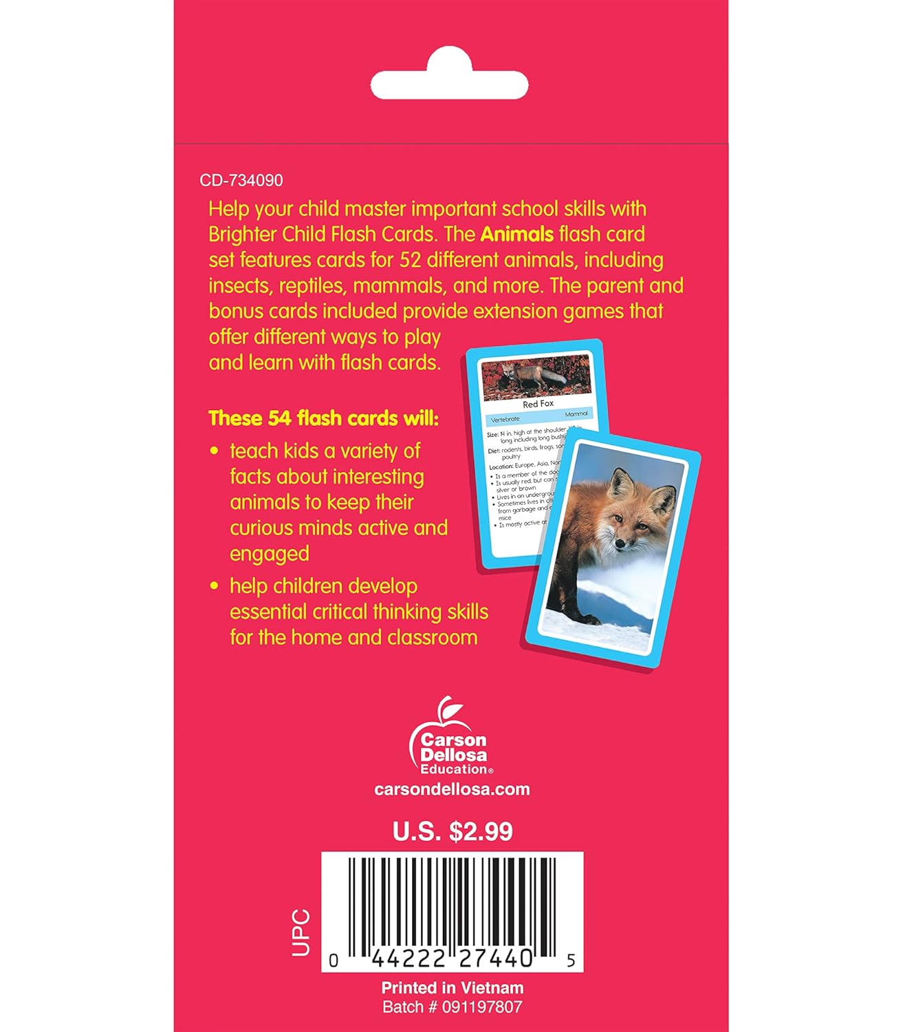 Carson Dellosa 54 Animal Flash Cards, Zoo, Reptiles, Bugs, Sea Creatures, and More Flashcards, Toddler Stocking Stuffers, Preschool Learning Activities for Kids Ages 4 and Up