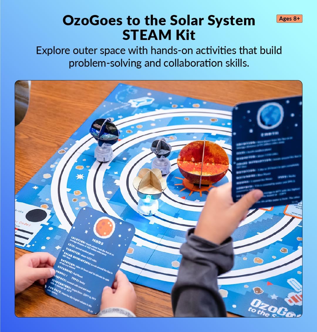 Ozobot OzoGoes to Sun, Earth & Moon STEAM Kit, Ages 8+, Learn Celestial Movements, Critical Thinking, NGSS Aligned, Group Learning, Assembly Guide, QR Digital Lessons, Robot Not Included