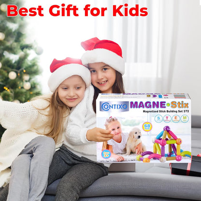 Contixo STEM Building Toys - 110 pcs Marble 3D Magnetic Run Tiles Learning Stacking Educational Building Blocks Set, Creativity Beyond Imagination, Inspirational, Recreational Toy for Kids