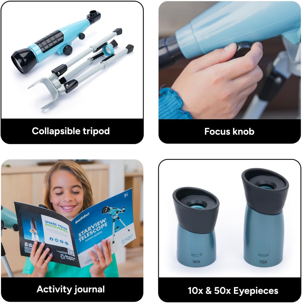Educational Insights GeoSafari Starview Telescope - Kids Telescope for Beginners, Beginner Astronomy Telescopes, Stargazing & Viewing Planets, Home or Classroom Set, Space & STEM Gifts for Ages 7+