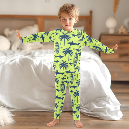 ALAZA Shark Starfish Palm Tree 2 Piece Pajama Set Long Sleeve Top and Pants Sleepwear Unisex - Colors A