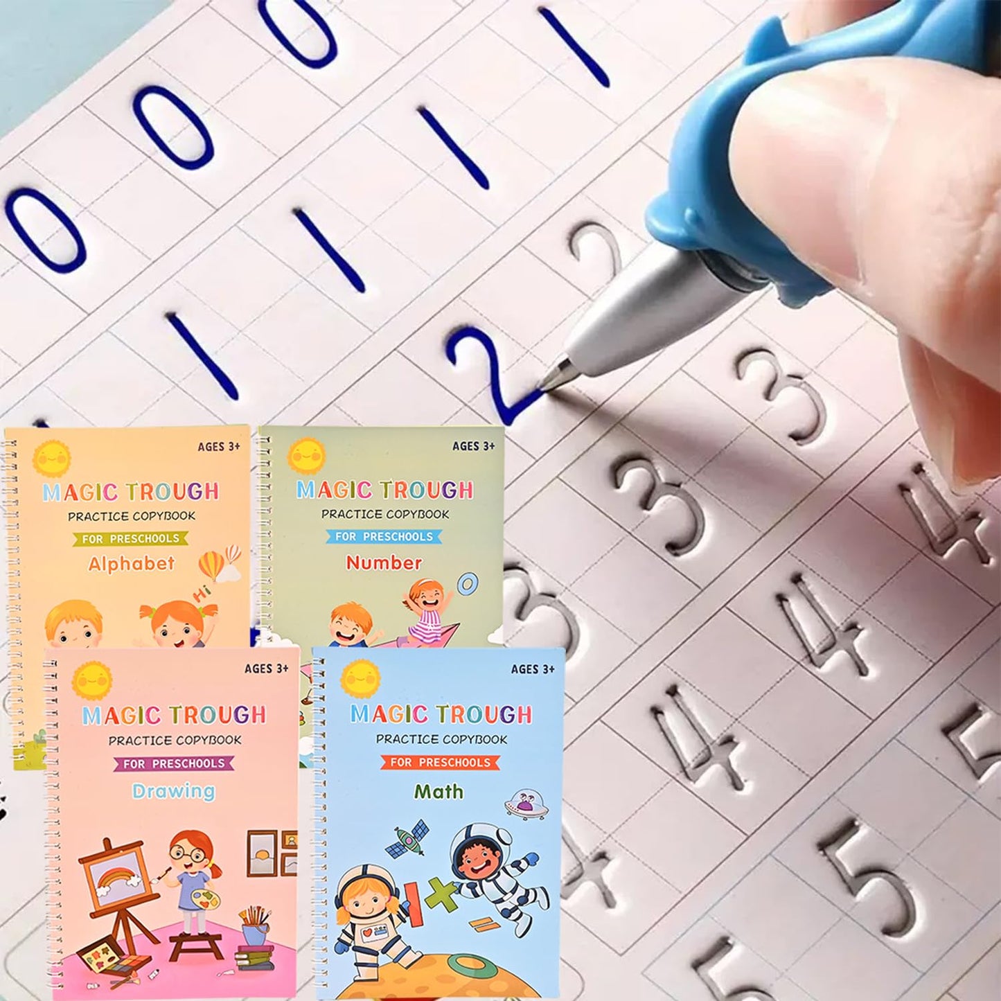 Magic Grooved Writing Practice for Kids - Grooved Writing Books for Kids 3-5 - Handwriting Practice Workbooks for Kids 8-10 - Preschool Tracing Books