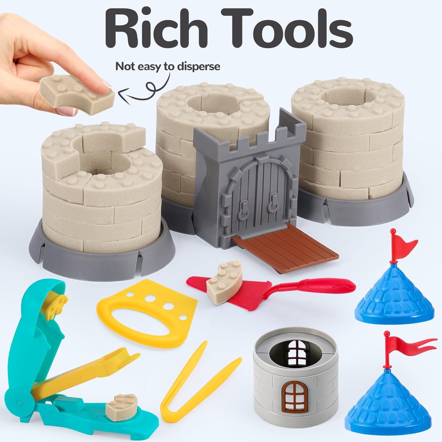 Crelloci House Building Play Sand Toys, House Mold 1.7lbs Magic Sand 4 Tools & Dog Slide Model, Construction Sensory Toy Magnetic Sand Set, Gift for Kids Boys Girls Age 3-8