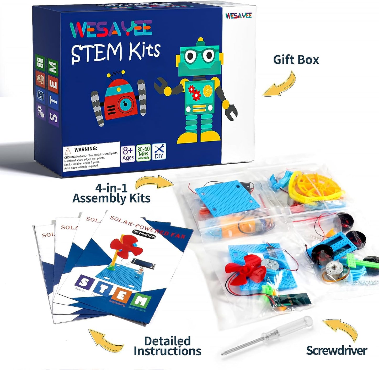 STEM Kits for Kids Crafts Ages 8-10, Solar Robot Kit STEM Building Toys for Ages 8-13, Engineering Science Experiments for Kids Age 8-12 Robotics, Arts and Crafts for Boys Girls Gifts 8 9 10 12-14