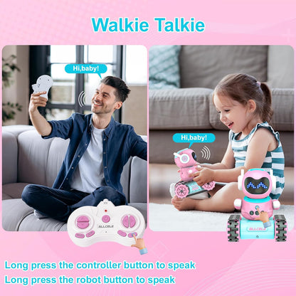 ALLCELE LED RC Robot Toys for Girls with Programming, Music, Demo and LED Function, Remote Control Robot Toy, Gift for Girls 3-8 Years Old Blue Pink